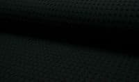 100% Cotton WAFFLE XL Honeycomb Pique Fabric Material - BLACK